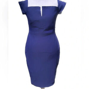 Vesper square neck, plunge cap sleeve bodycon, full zipper back, midi dress 10